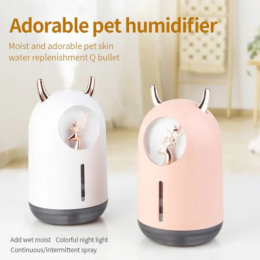 Teddy bear-shaped ultrasonic Adorable Pet Humidifier with LED light and USB power, ideal for small spaces and car use