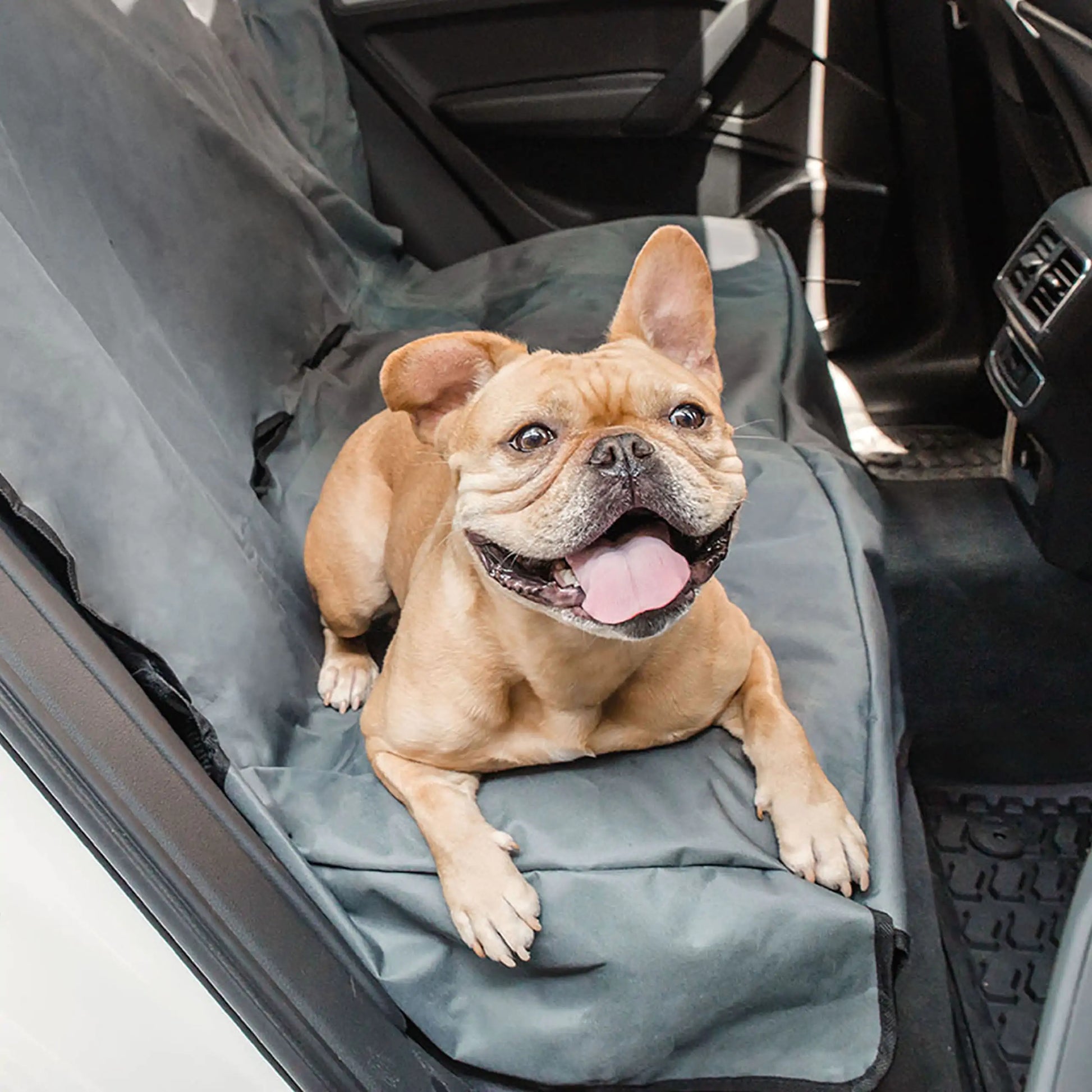 GF PET Waterproof Bench Cover, designed to protect your car seats from dirt, water, and pet hair. Durable and easy to install for traveling with pets.