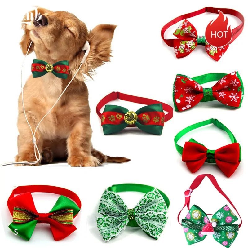 "Holiday Pet Bow Collar – festive accessory for pets, featuring a cute bow and vibrant colors for the holiday season