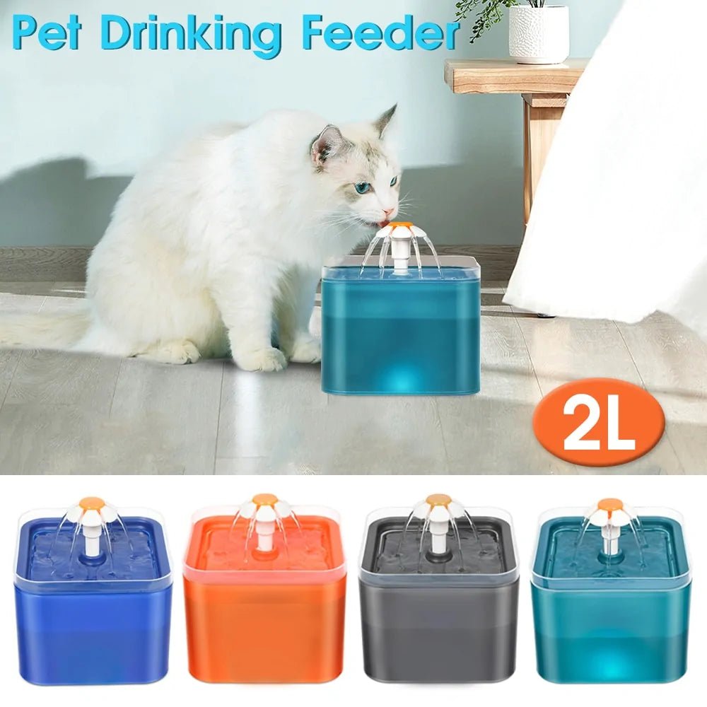 Electric Pet Drinking Fountain with continuous water flow for clean, filtered hydration